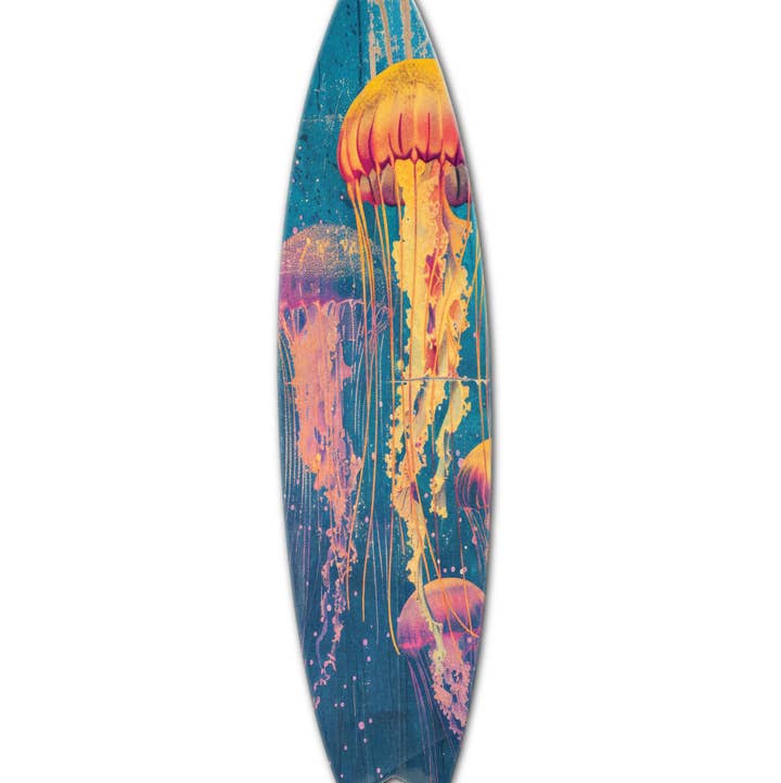 MINI 23" SURF BOARD WALL ACCENT NEON JELLYFISH
