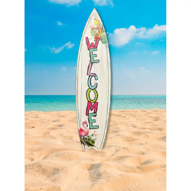 SURF BOARD WALL ACCENT COLORFUL WELCOME