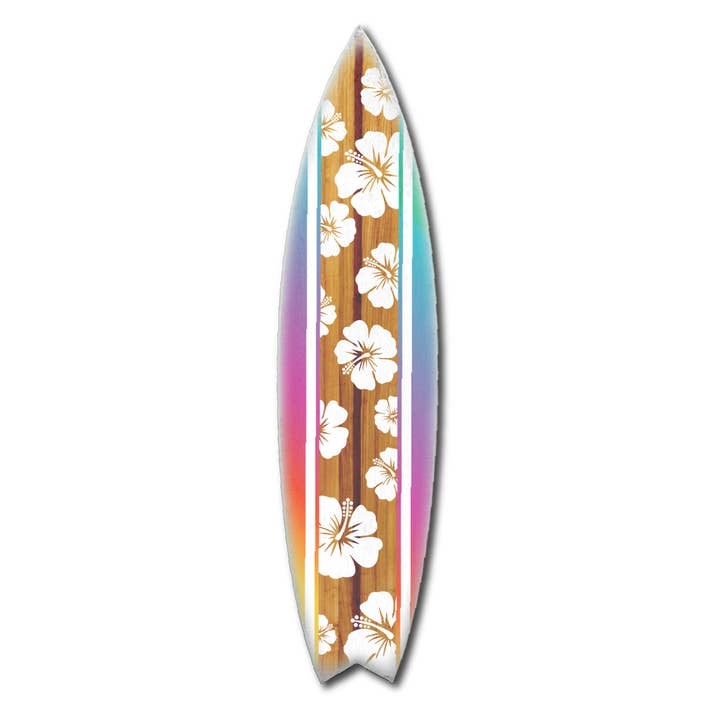 MINI 23" SURF BOARD WALL ACCENT HIBISCUS COLORFUL
