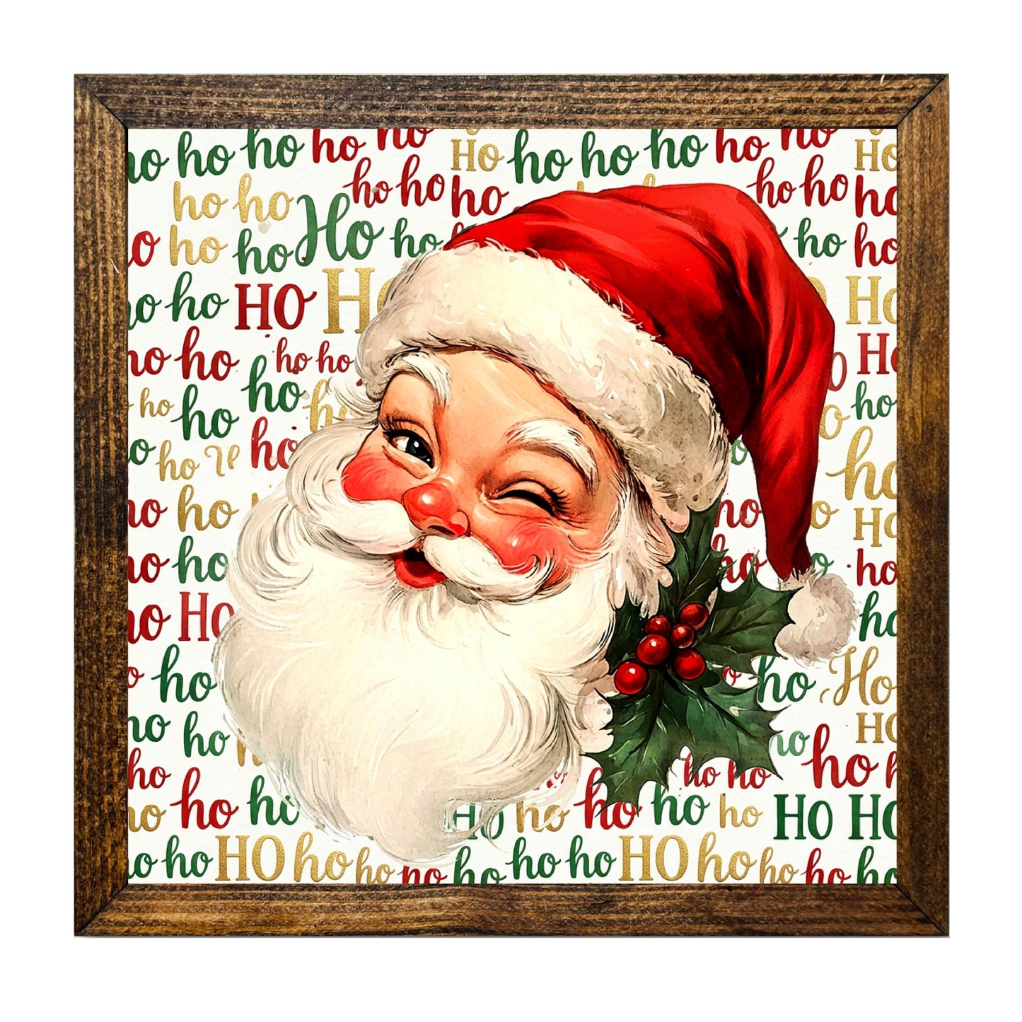 Retro Vintage Santa Ho Ho Ho Christmas Wall Art