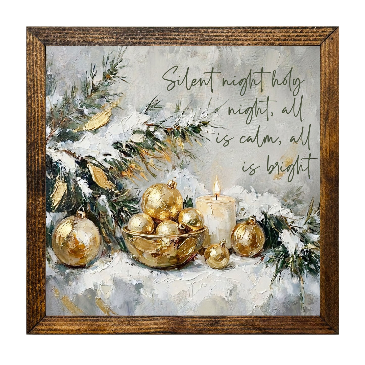 Silent Night Rustic Christmas Canvas Wall Art