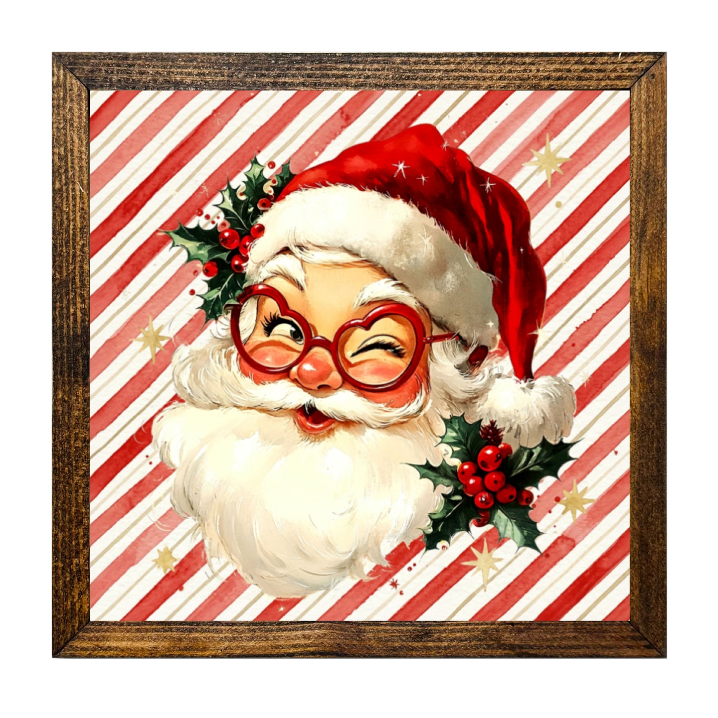 Vintage Winking Santa Christmas Wall Art