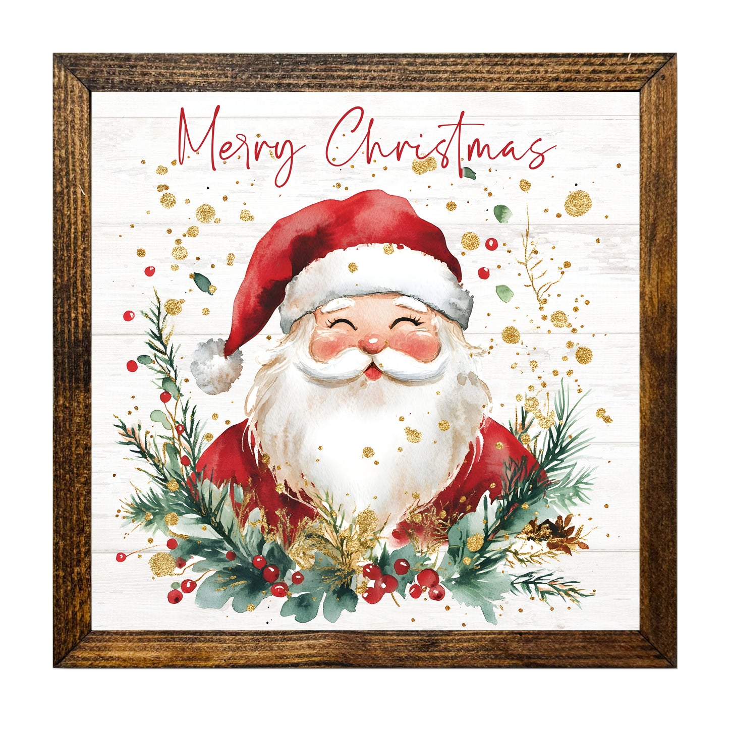 Rustic Santa Merry Christmas Wall Art