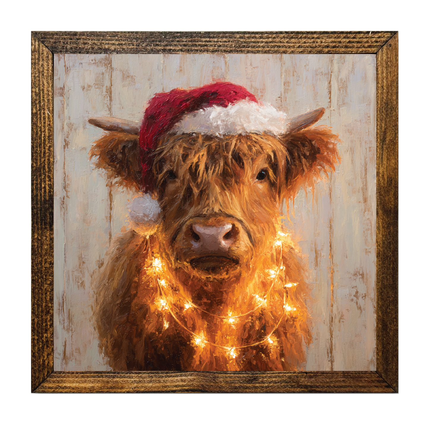 TIMBERLAND FRAME CHRISTMAS HIGHLAND COVERED IN LIGHTS 1
