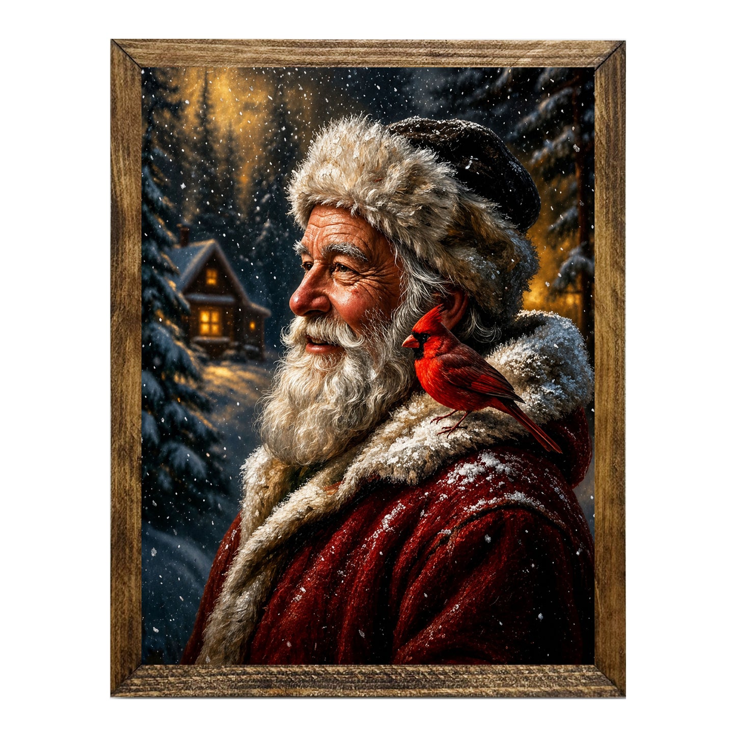 Kris Kringle Santa & Cardinal Christmas Wall Art