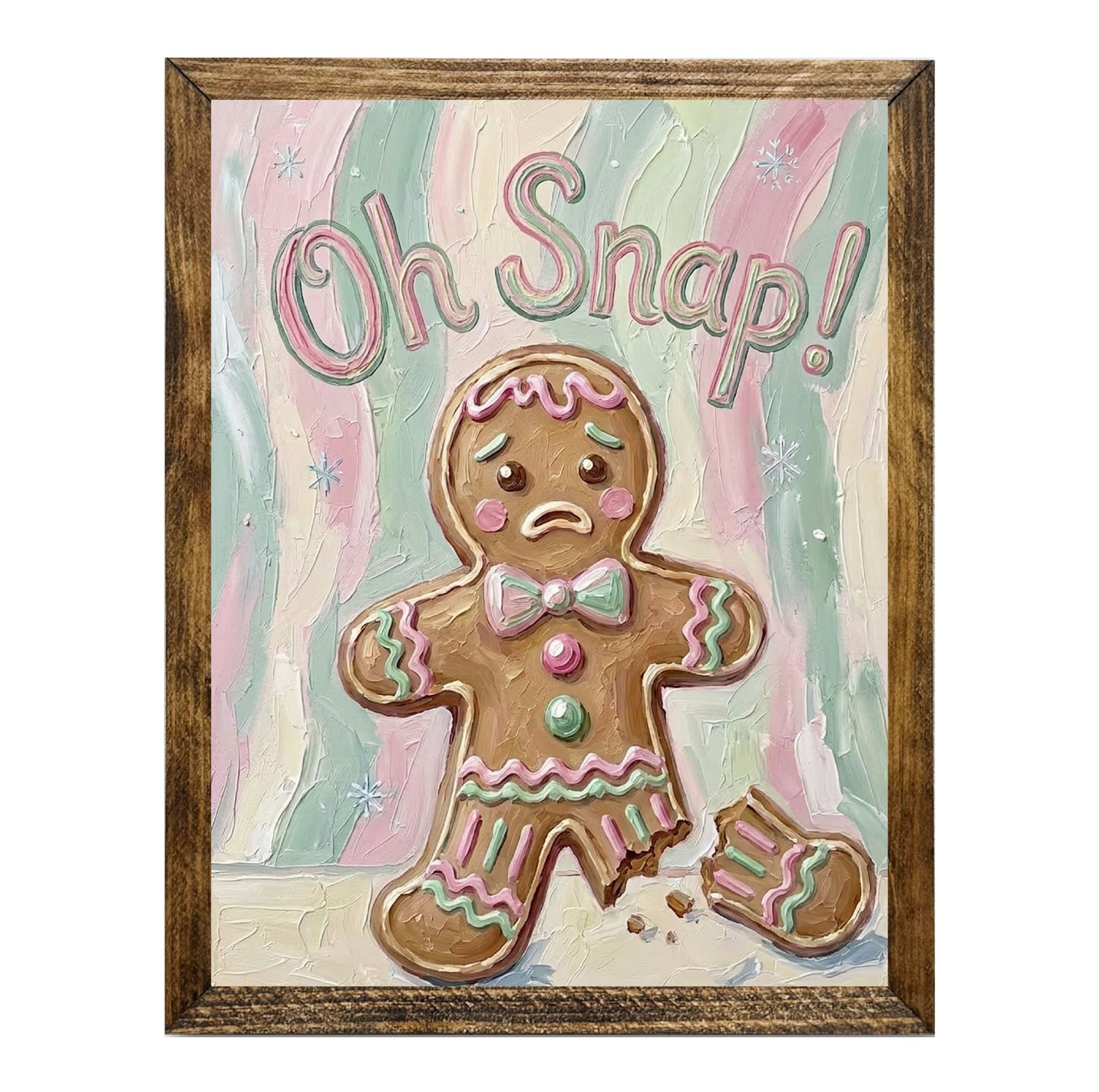 Oh Snap Gingerbread Man Funny Christmas Wall Art