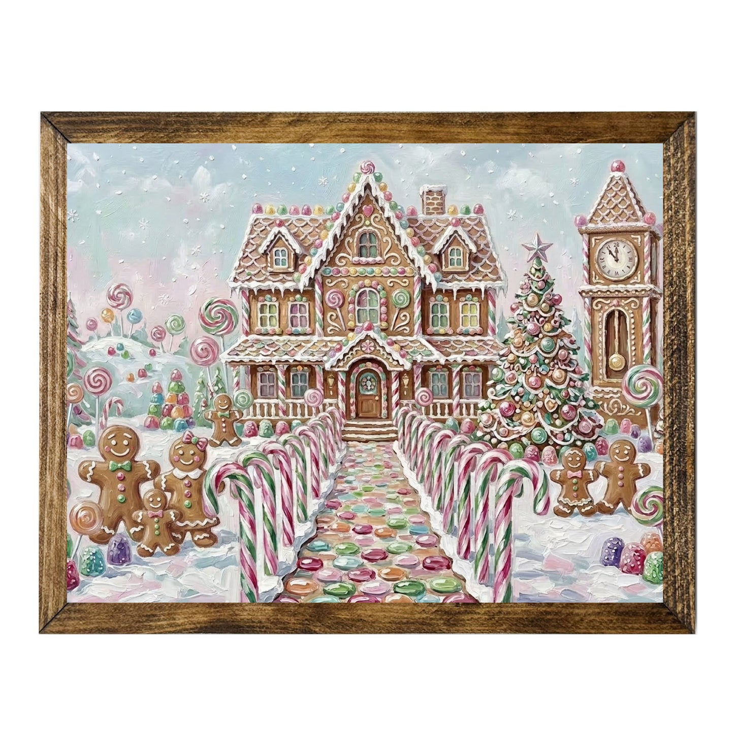Whimsical Gingerbread Village Christmas Wall Art
