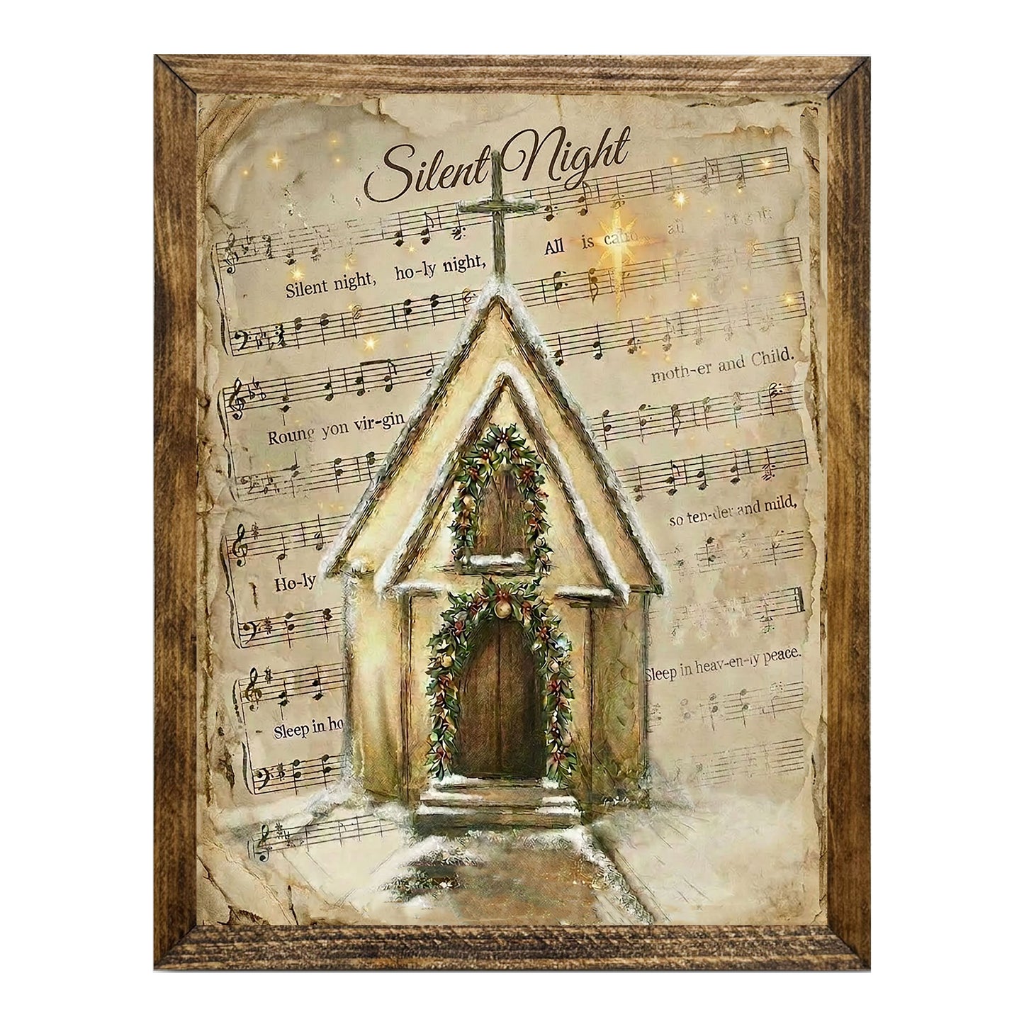 Vintage Silent Night Church Sheet Music Christmas Wall Art