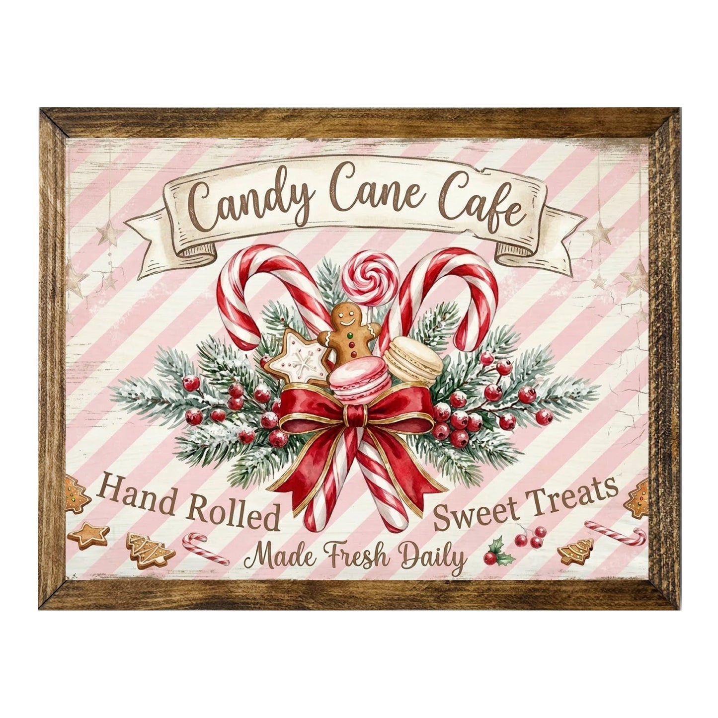Vintage Candy Cane Cafe Christmas Wall Art