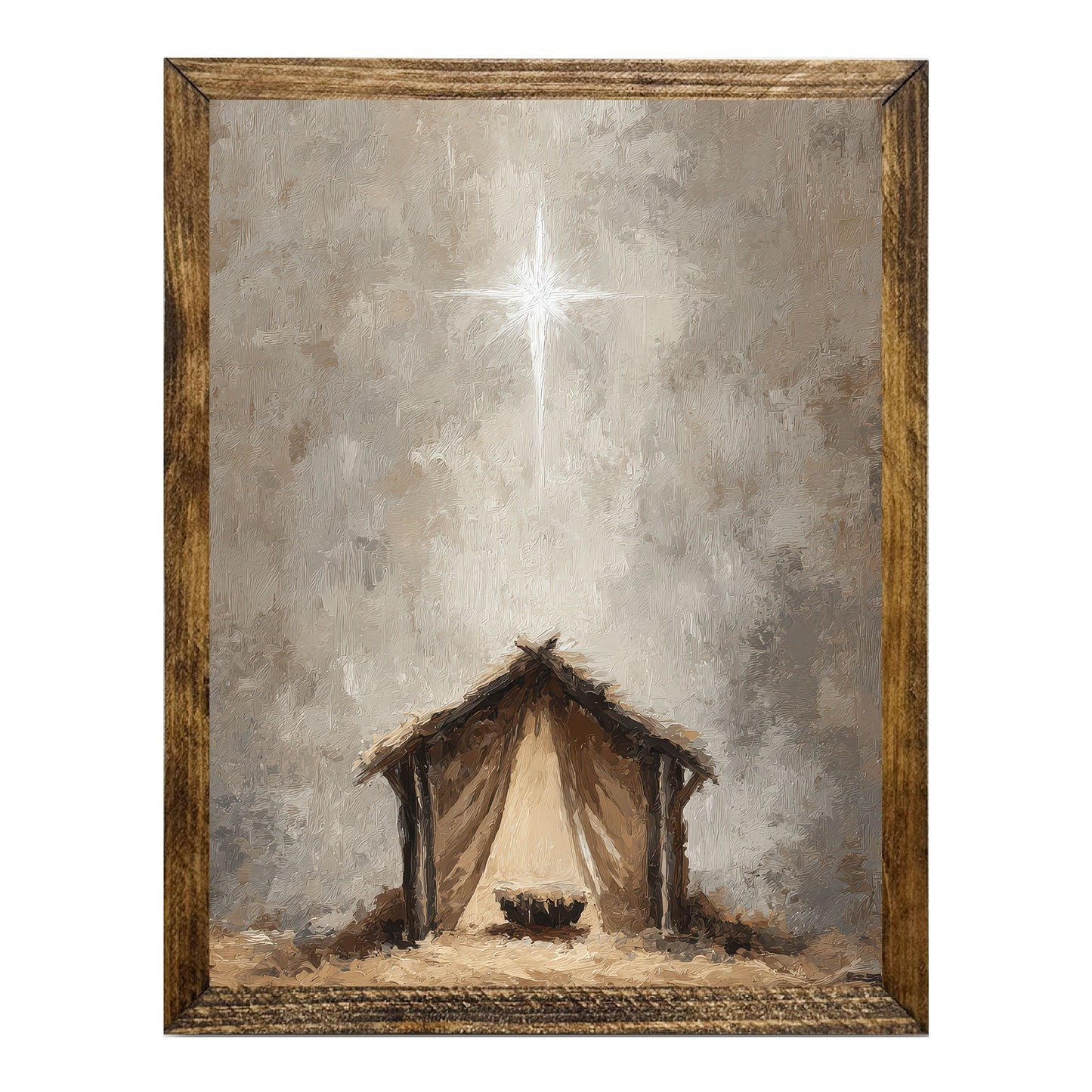 Rustic Nativity Manger Star of Bethlehem Christmas Wall Art