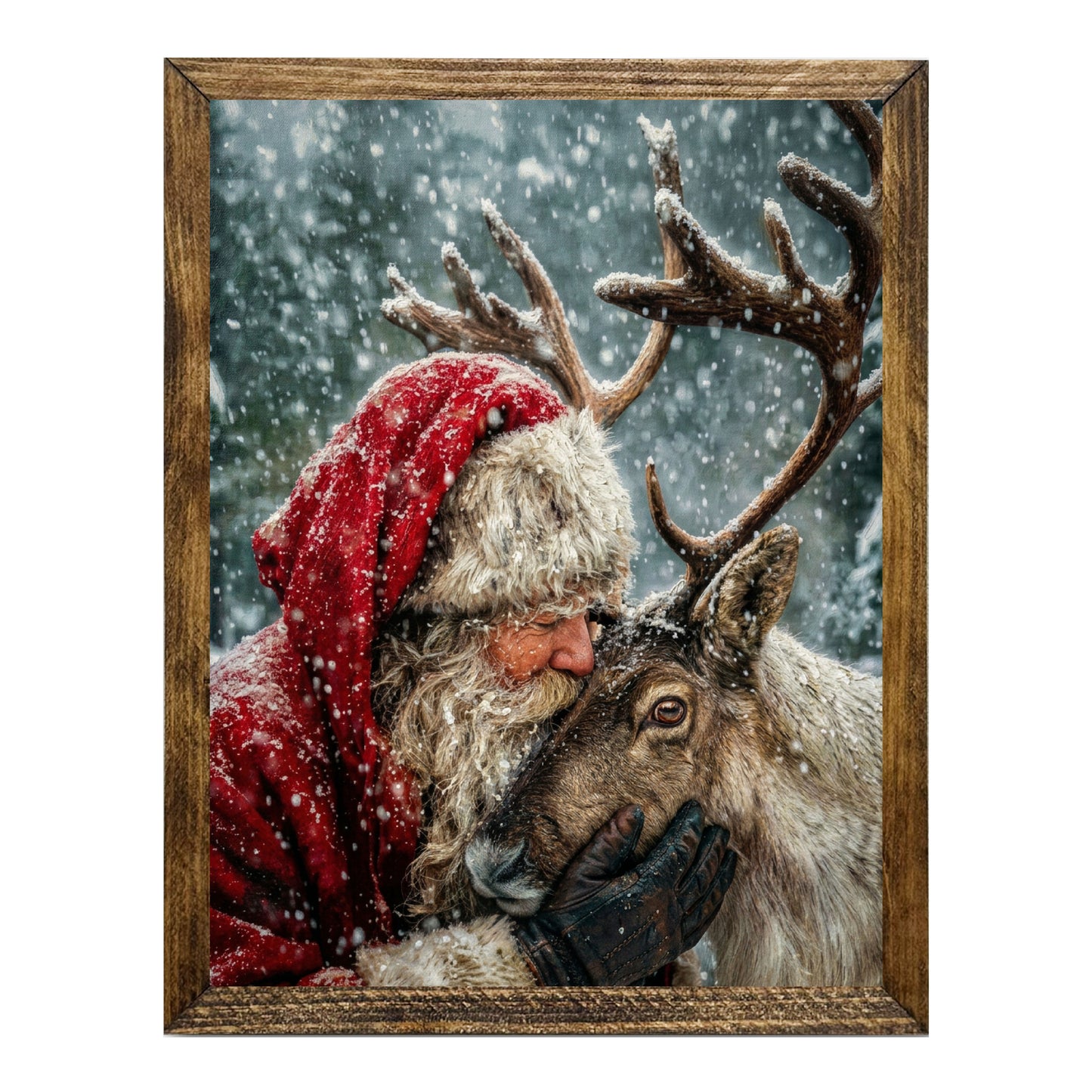 Santa & Reindeer Classic Christmas Holiday Wall Art