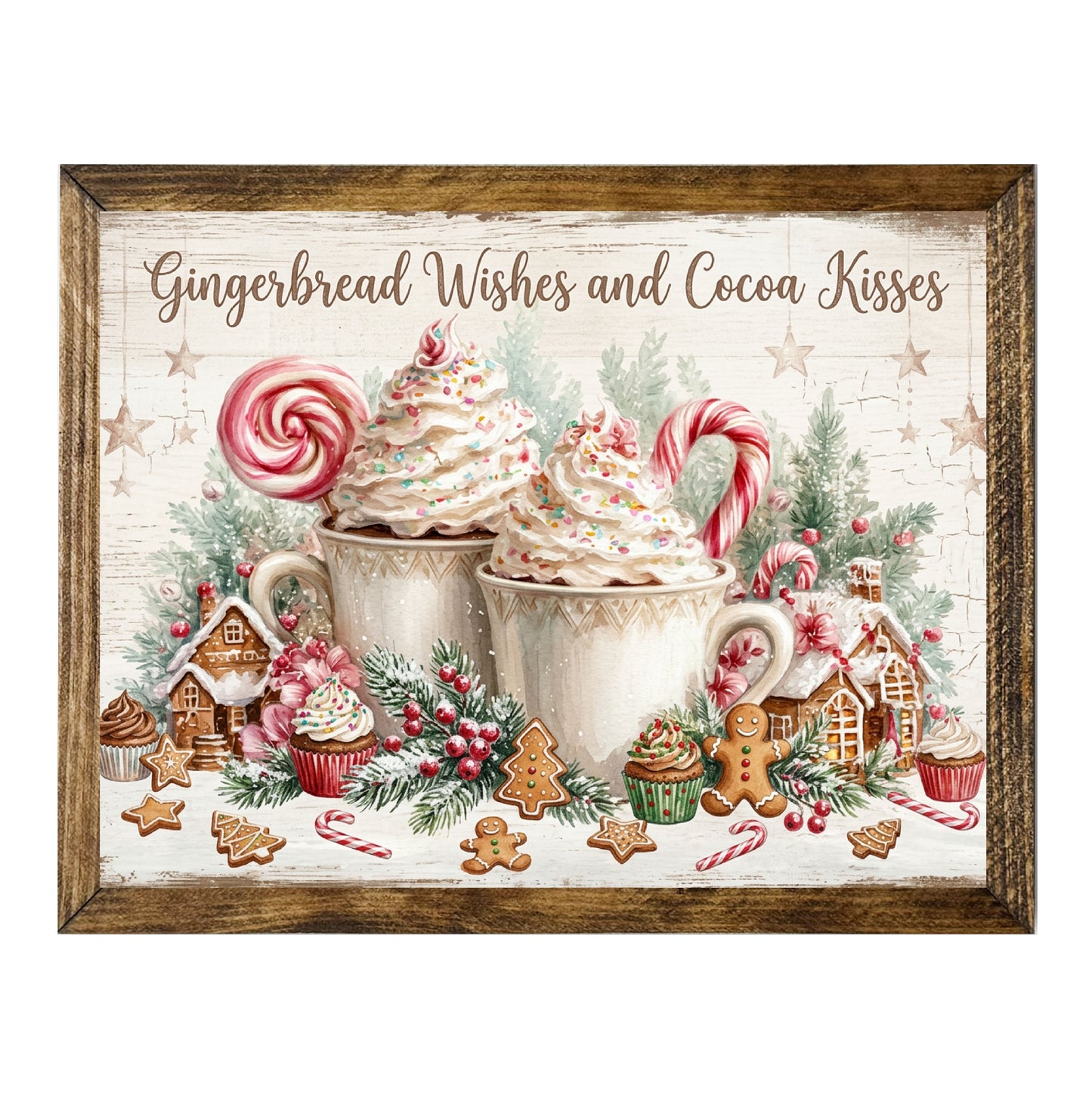 Gingerbread Wishes & Cocoa Kisses Christmas Wall Sign