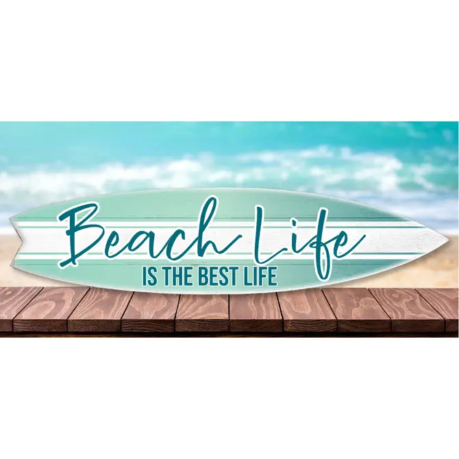 SURF BOARD WALL ACCENT BEACH LIFE BEST (FADED TEAL)