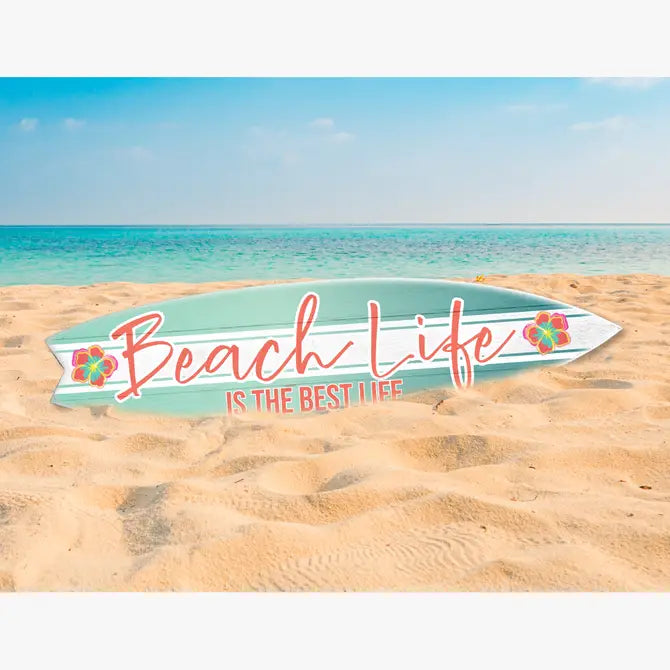 SURF BOARD WALL ACCENT BEACH LIFE BEST WITH HIBISCUS