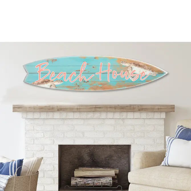 SURF BOARD WALL ACCENT BEACH HOUSE WITH SEA TURTLES