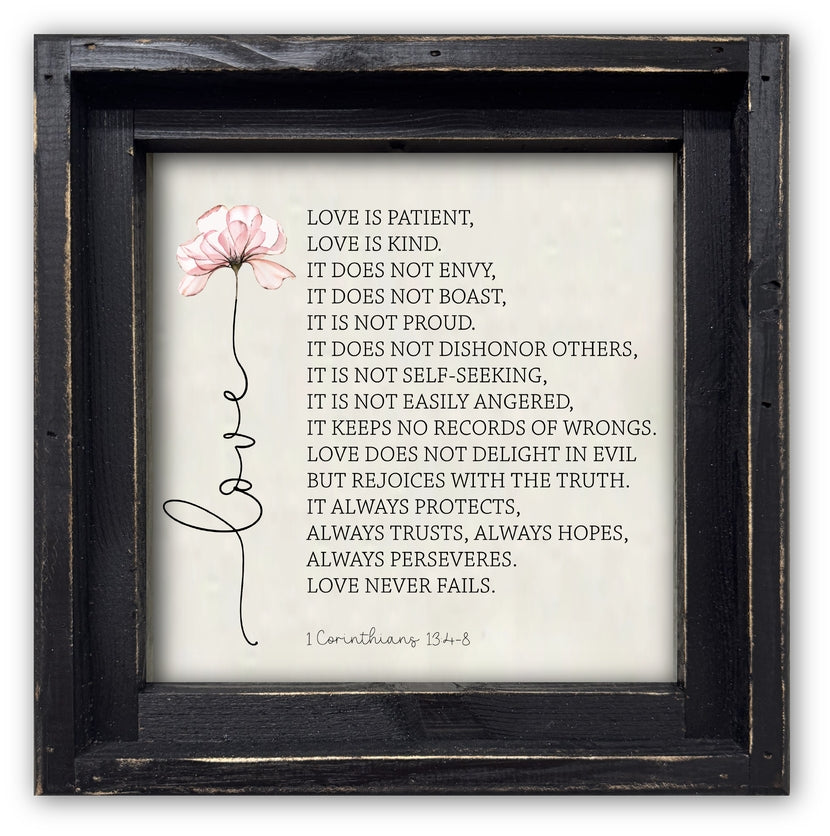 FRAMED CANVAS LOVE CORINTHIANS PINK FLOWER