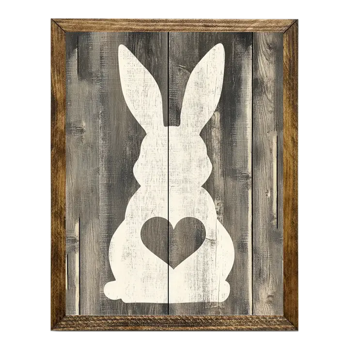 TIMBERLAND FRAME BACK OF BUNNY HEART WOOD BACKGROUND