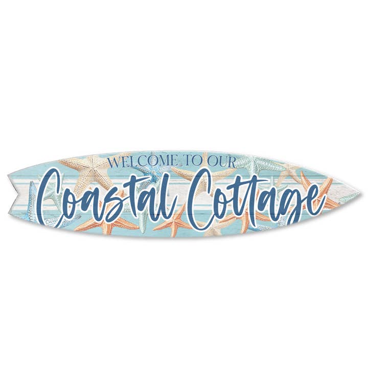 MINI 23" SURF BOARD WALL ACCENT COASTAL COTTAGE STARFISH