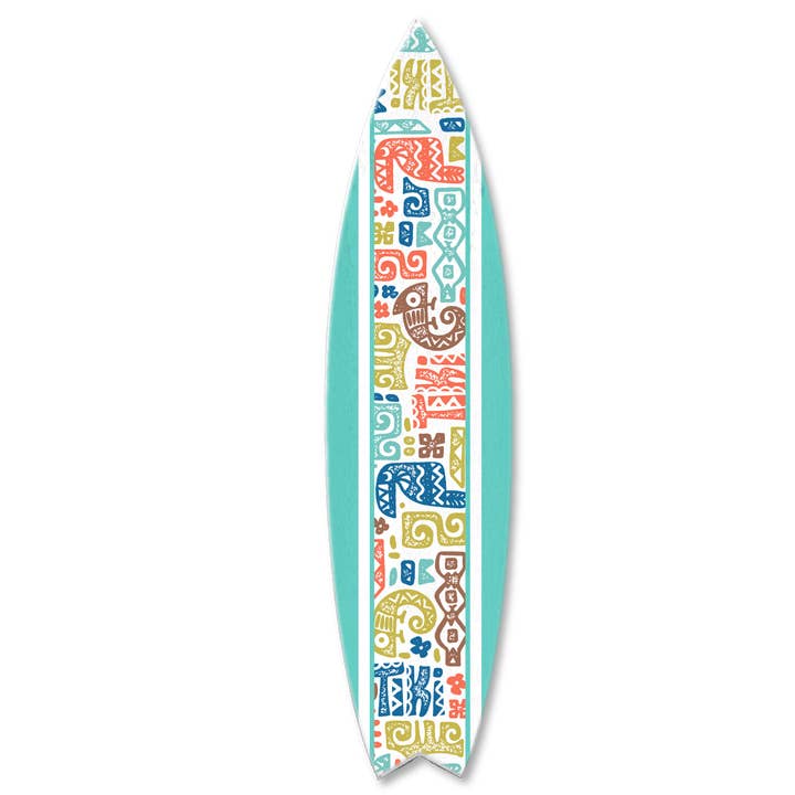 MINI 23" SURF BOARD WALL ACCENT TRIBAL TIKI