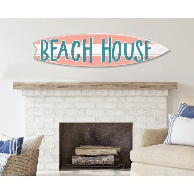 SURF BOARD WALL ACCENT BEACH HOUSE (CORAL)