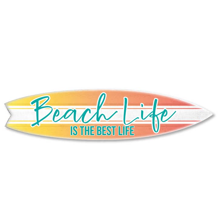 MINI 23" SURF BOARD WALL ACCENT BEACH LIFE BEST (SUNSET)