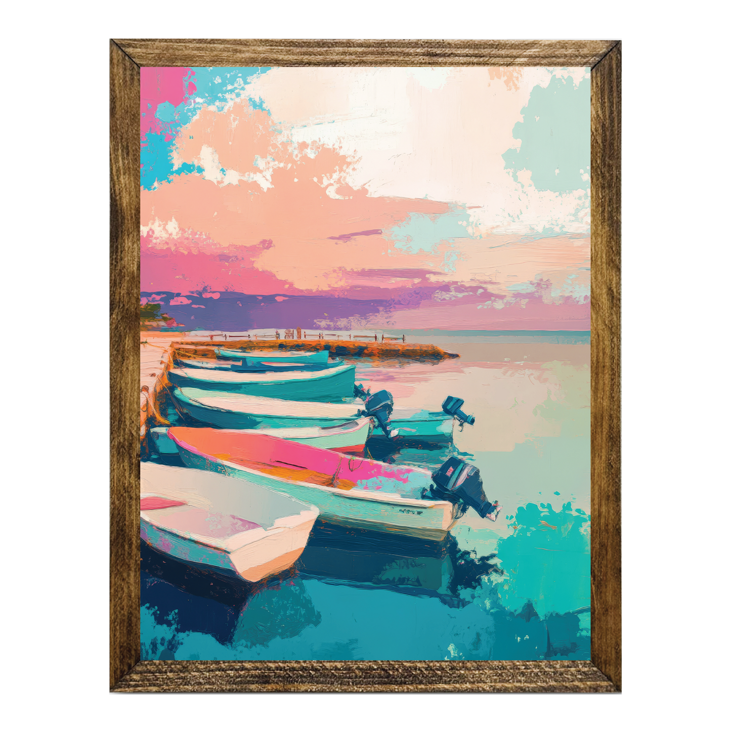 ARTISTIC SERIES TIMBERLAND-MODERN PASTEL BOATS AND PIER