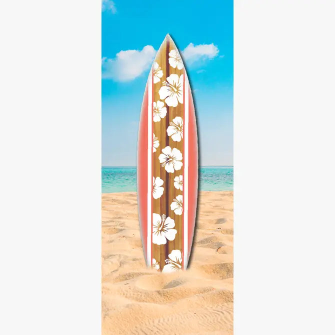 SURF BOARD WALL ACCENT HIBISCUS CORAL