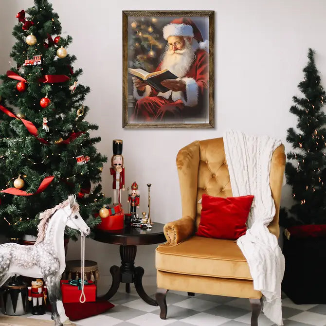TIMBERLAND FRAME SANTA READING A BOOK