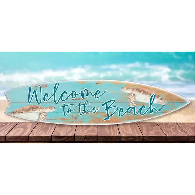 SURF BOARD WALL ACCENT WELCOME BEACH WITH SEA TURTLES