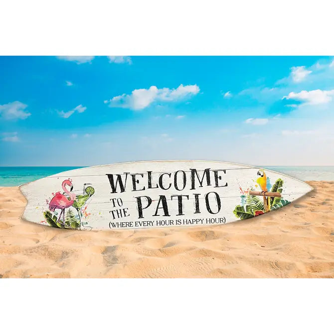 SURF BOARD WALL ACCENT WELCOME TO THE PATIO