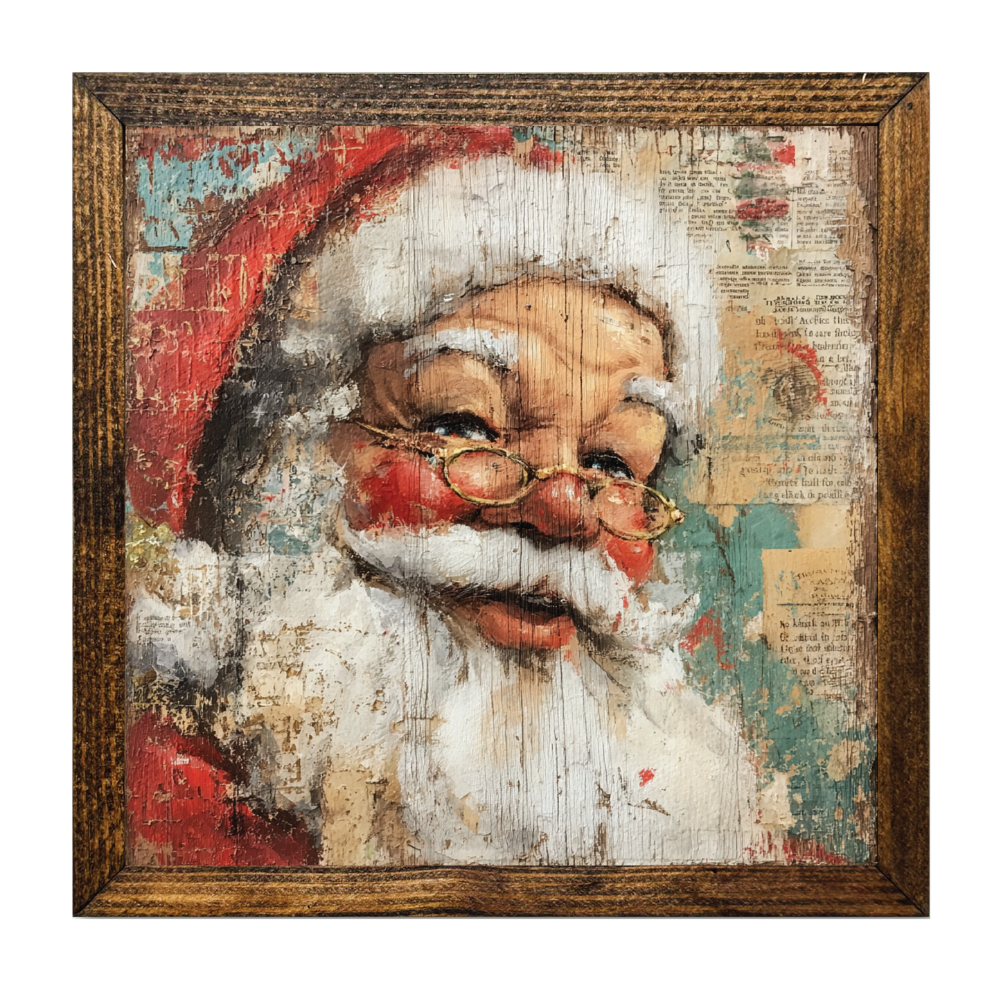 TIMBERLAND FRAME CHRISTMAS NEWSPAPER SANTA ABSTRACT 1