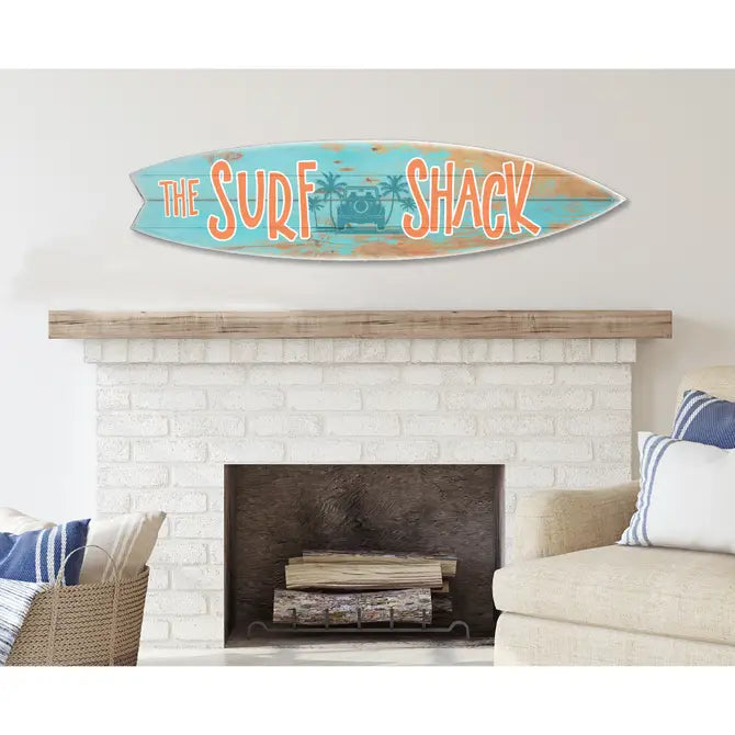 SURF BOARD WALL ACCENT SURF SHACK TEAL HORIZONTAL
