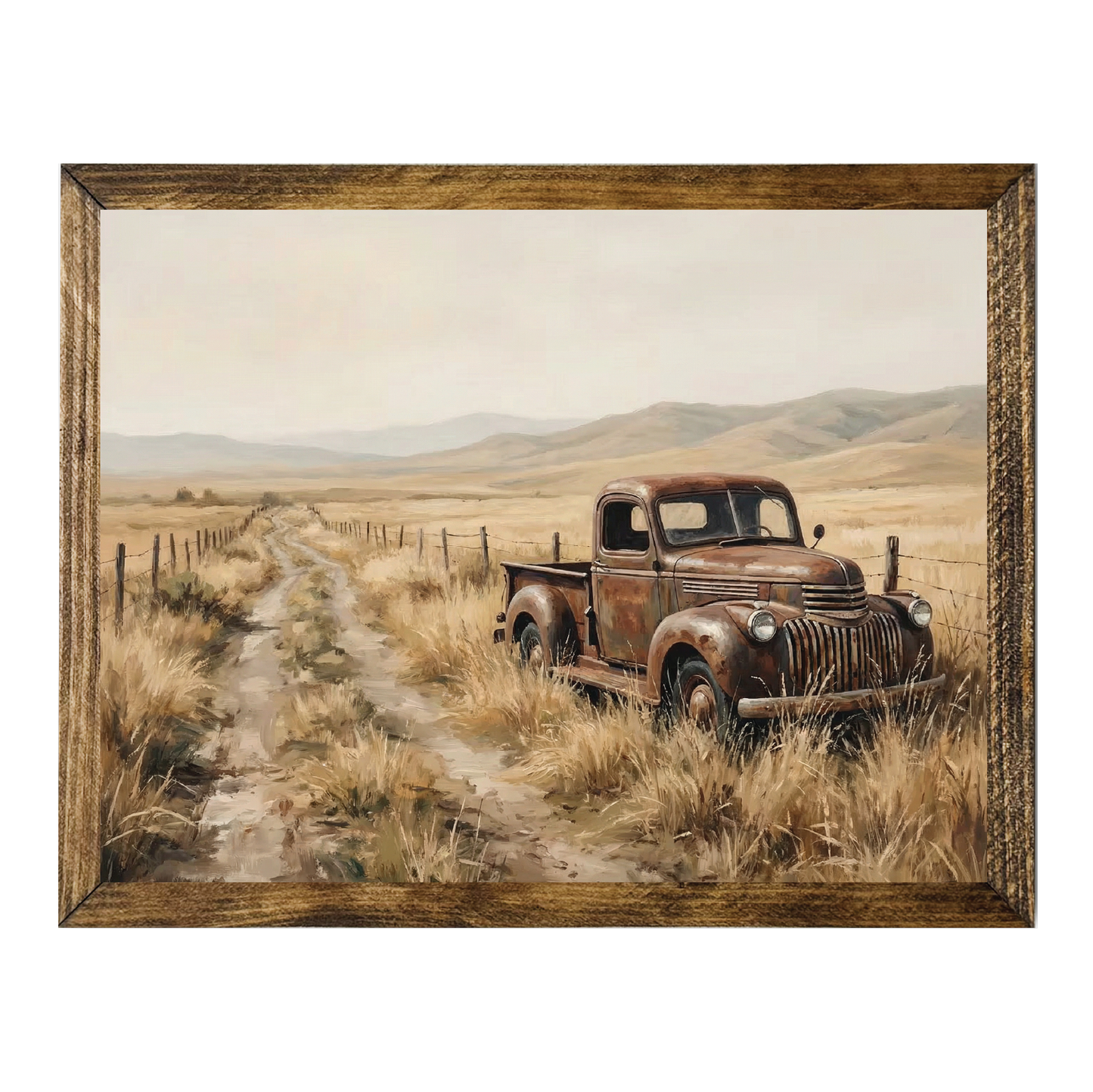 TIMBERLAND FRAME OLD TRUCK SIDE OF DIRT ROAD