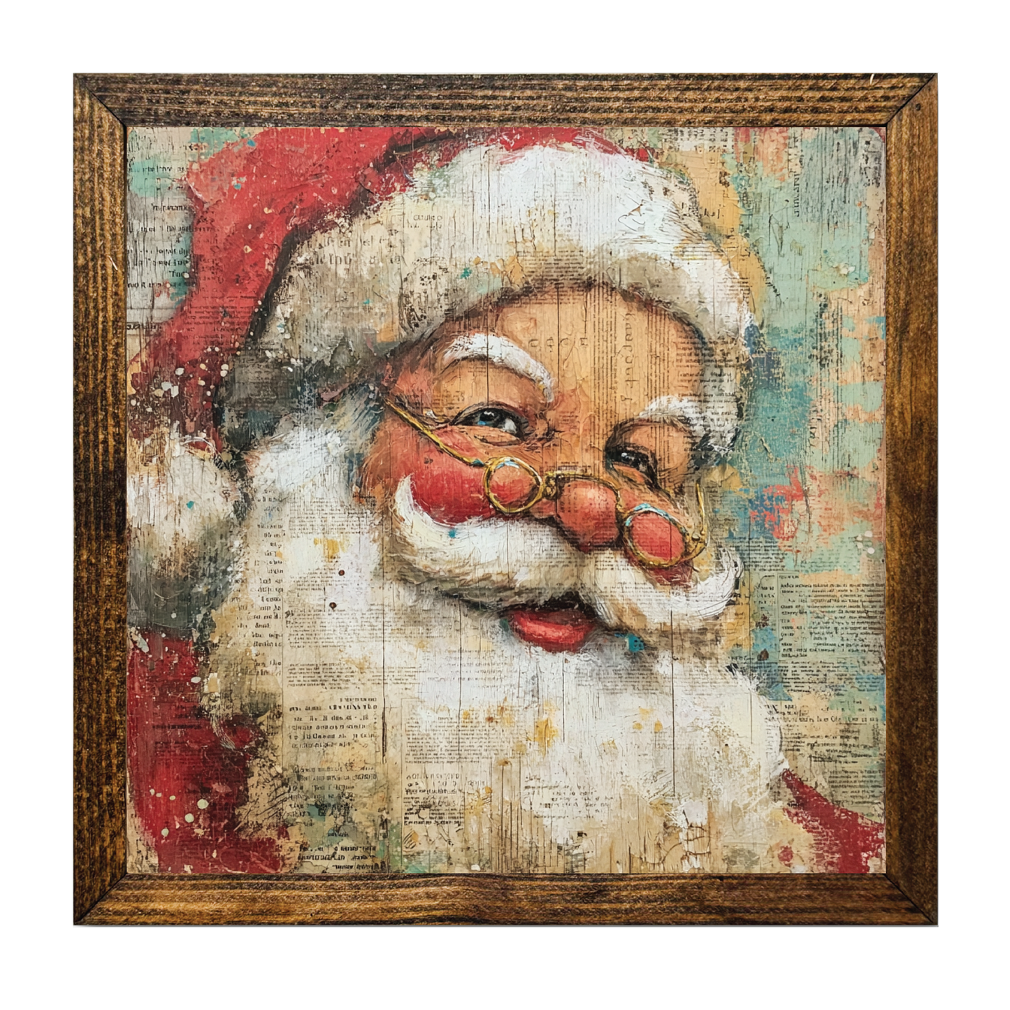 TIMBERLAND FRAME CHRISTMAS NEWSPAPER SANTA ABSTRACT 2