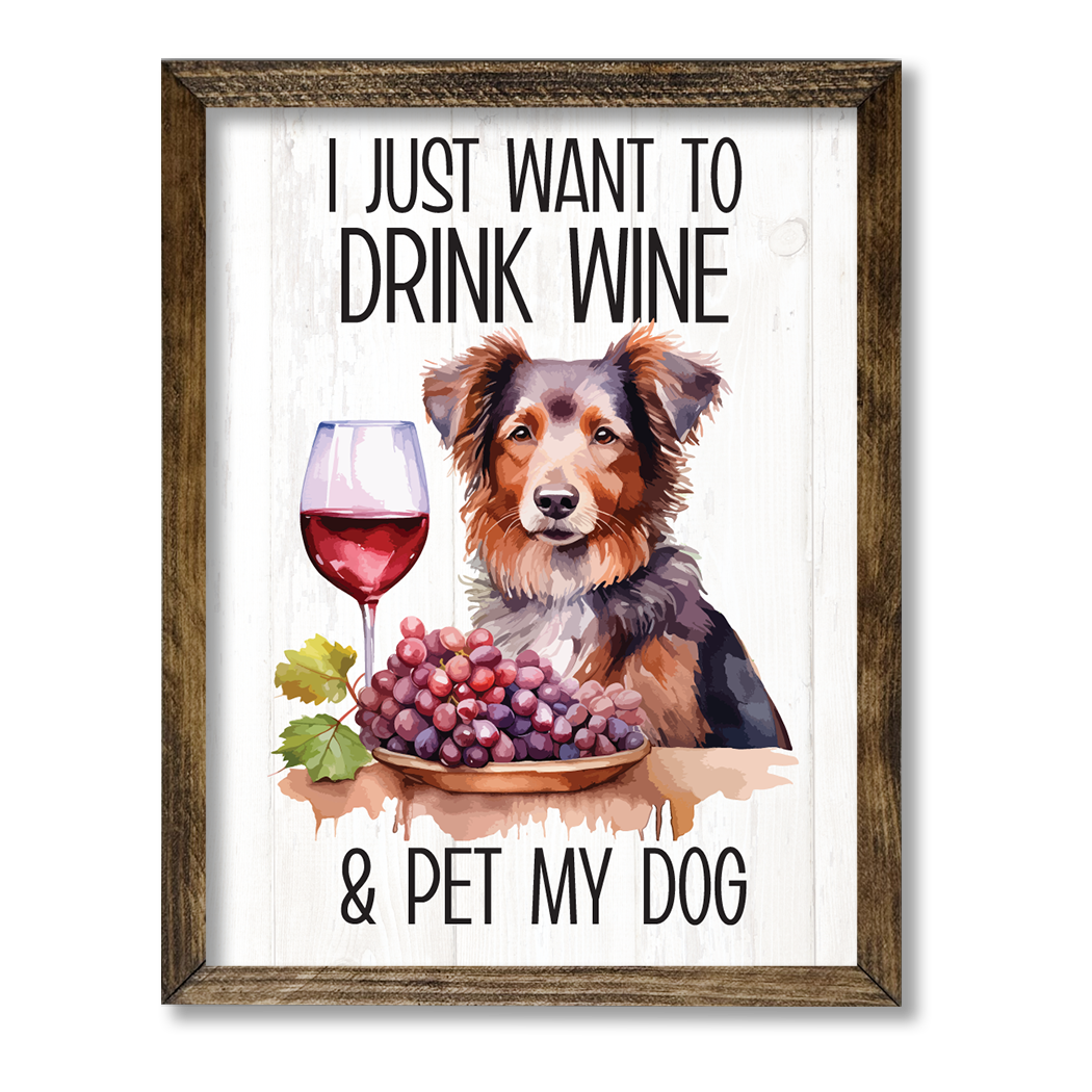TIMBERLAND FRAME DRINK WINE & PET MY DOG