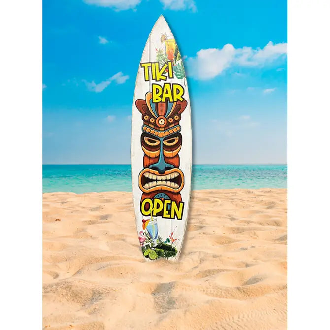 SURF BOARD WALL ACCENT TIKI BAR OPEN