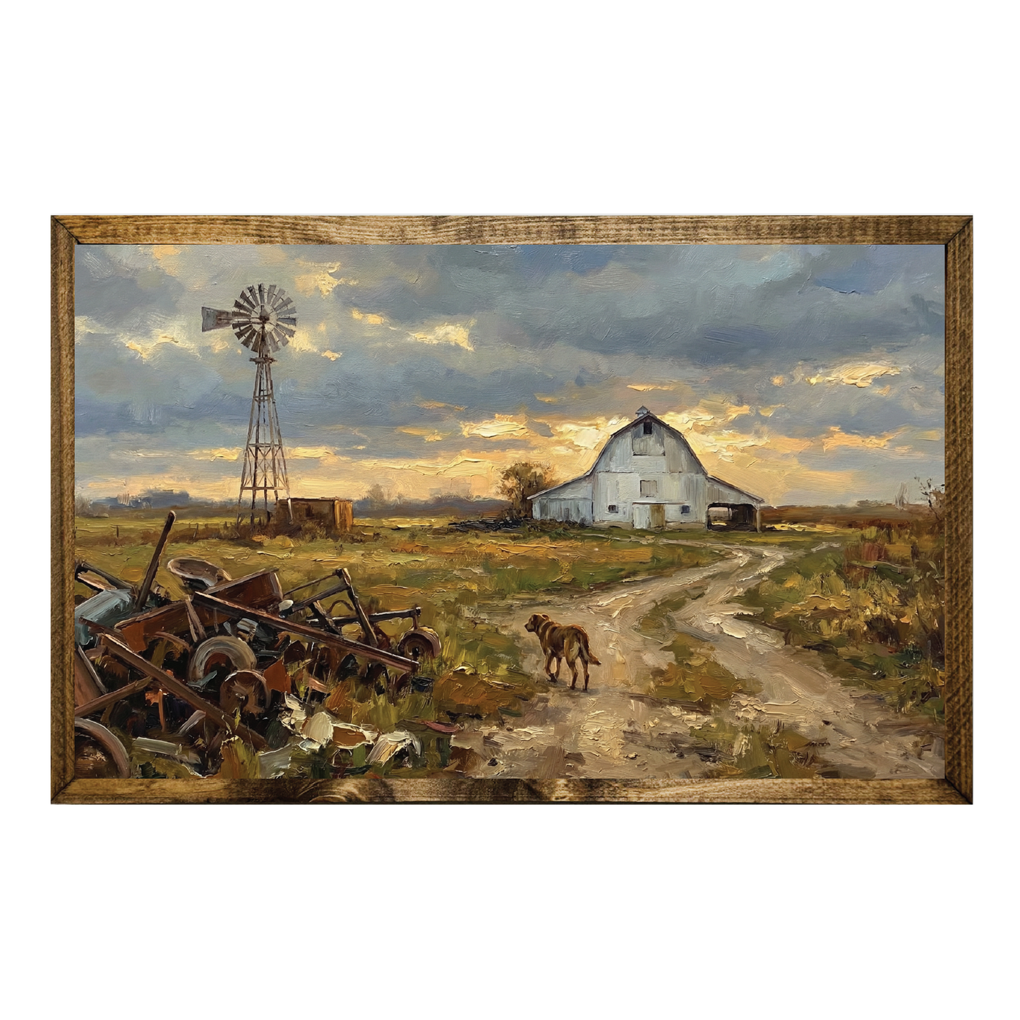TIMBERLAND FRAME FARMHOUSE WINDMILL AND DOG