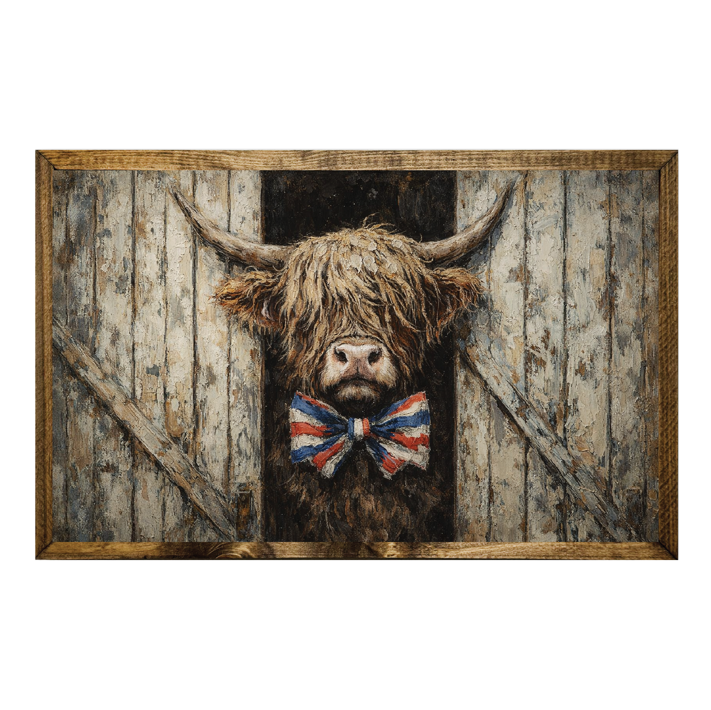 TIMBERLAND FRAME HIGHLAND COW PATRIOTIC BOW