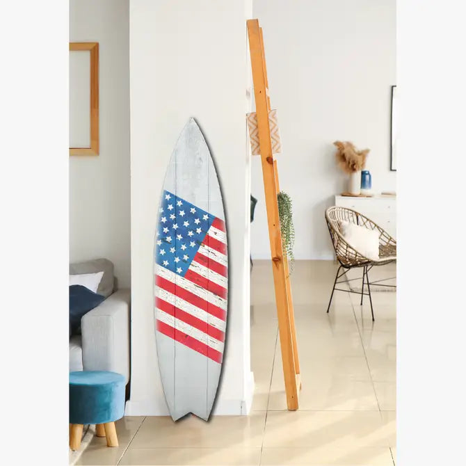 SURF BOARD WALL ACCENT US FLAG