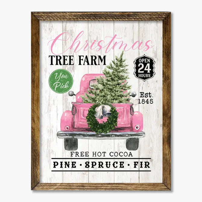 TIMBERLAND FRAME PINK TRUCK CHRISTMAS TREE FARM