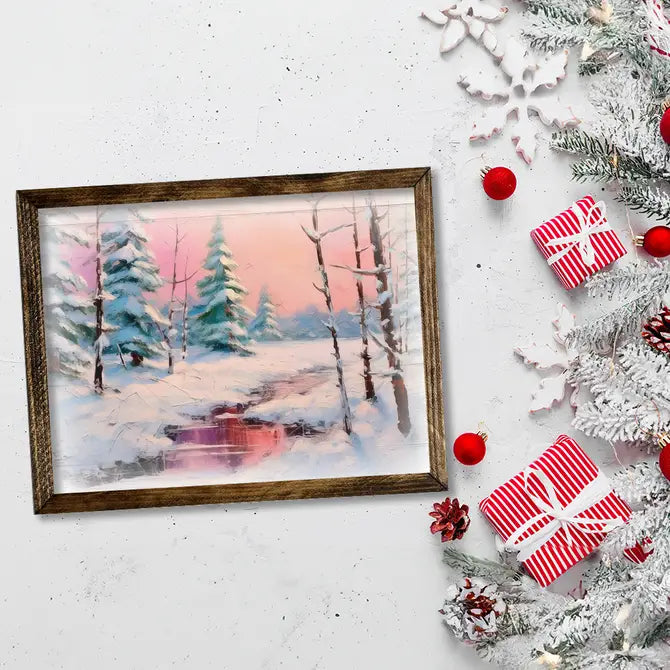 TIMBERLAND FRAME SNOWY TREE RIVER PINK SUNSET