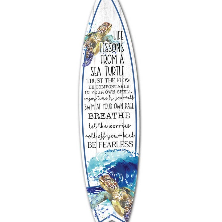 MINI 23" SURF BOARD WALL ACCENT LIFE LESSONS SEA TURTLE