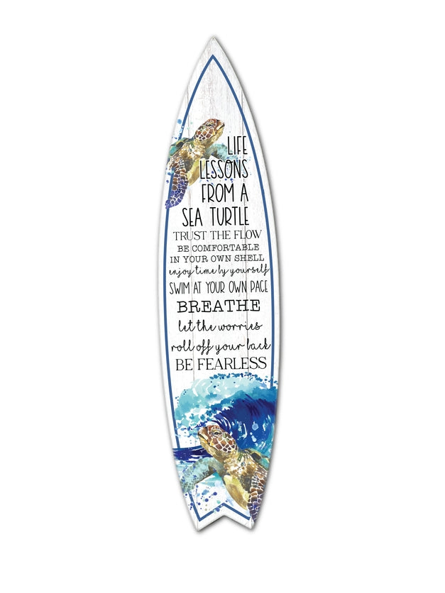 SURF BOARD WALL ACCENT LIFE LESSONS SEA TURTLE