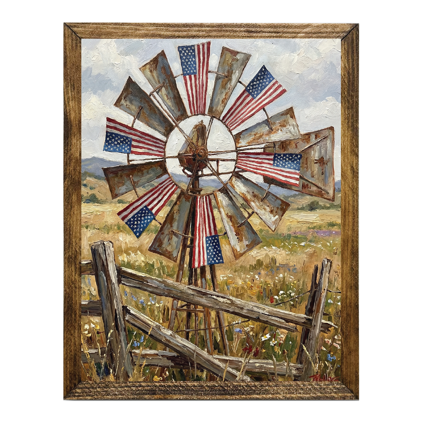 TIMBERLAND FRAME US FLAG PAINTED WIND MILL