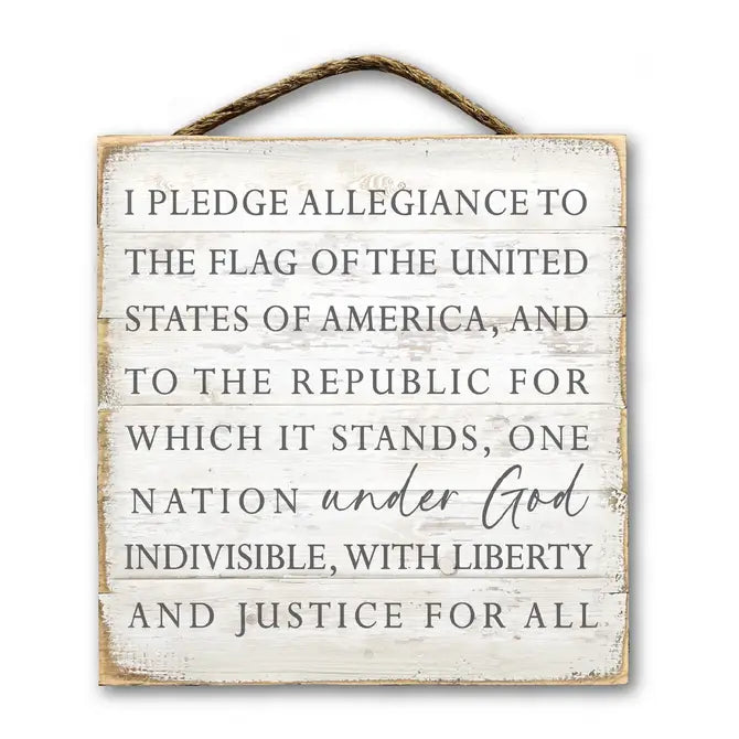 HANGING SLAT PLEDGE OF ALLEGIANCE WHITEWASH