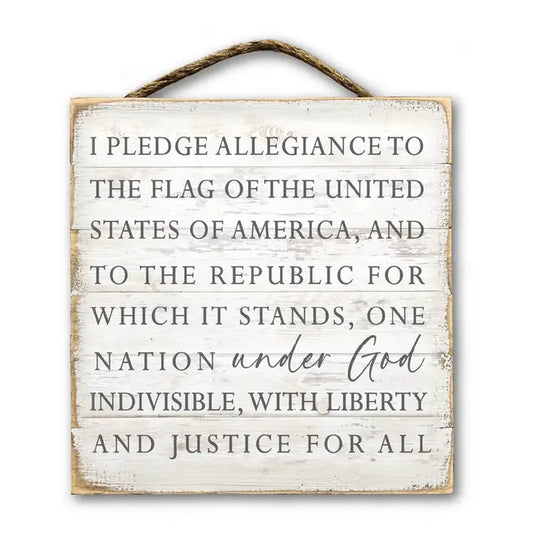HANGING SLAT PLEDGE OF ALLEGIANCE WHITEWASH