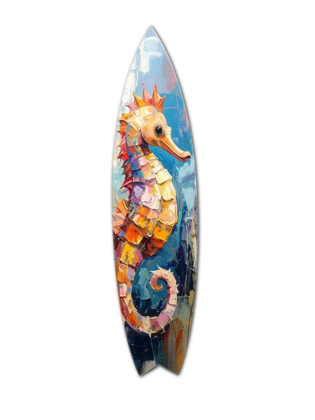 SURF BOARD WALL ACCENT COLORFUL ART SEA HORSE