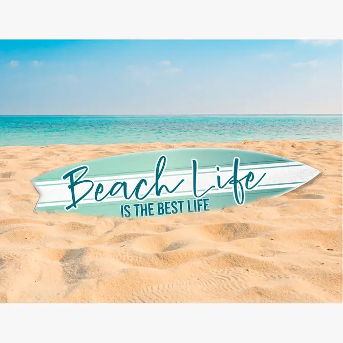 SURF BOARD WALL ACCENT BEACH LIFE BEST (FADED TEAL)