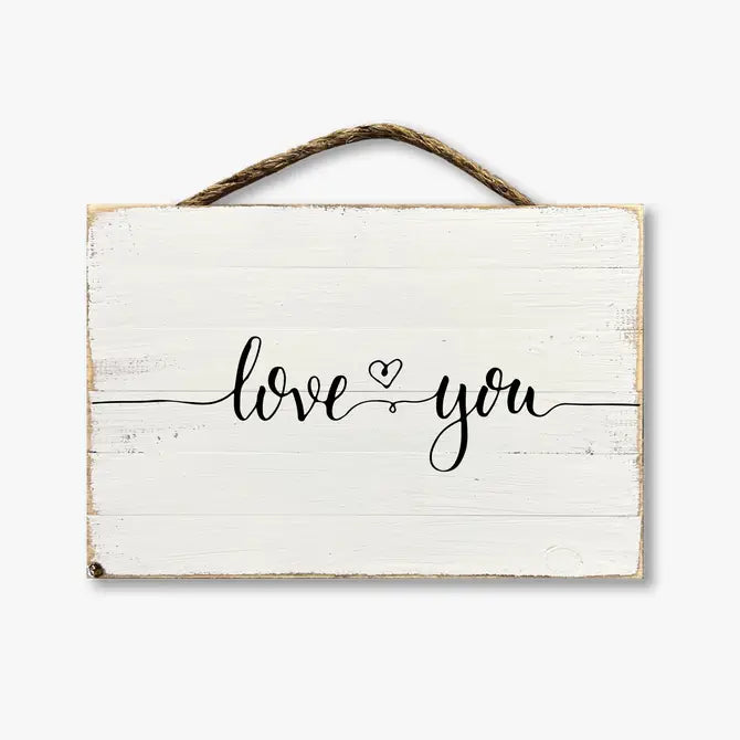 Love You Hand-Painted Hanging Sign
