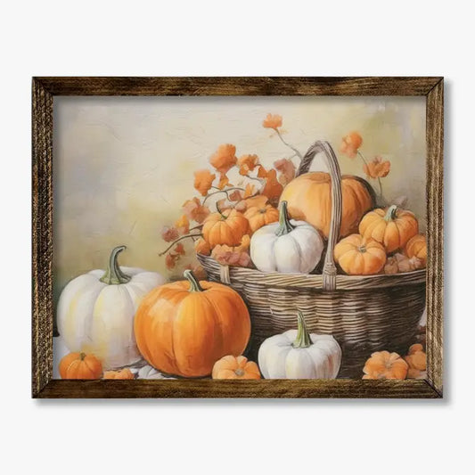 TIMBERLAND FRAME PUMPKINS IN A BASKET PAINTING